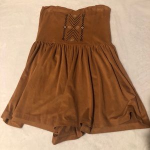 Buckle suede romper